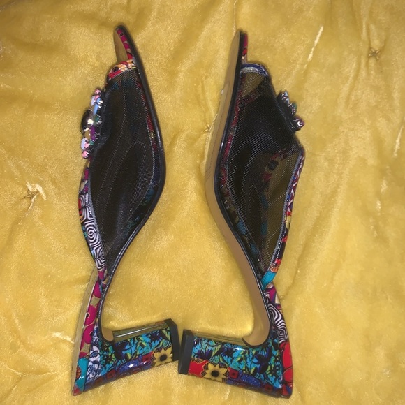 Azuree Cannes Size 5.5 Beaded Mesh Open Toe Chunk Heels - Picture 10 of 16